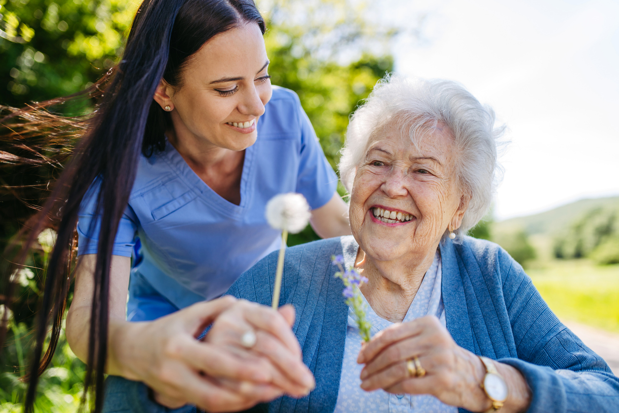 Memory care activity with resident